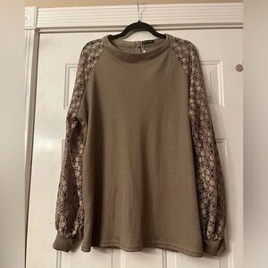 NWT MIHOLL Long-Sleeved Lace Waffle Blouse Sz XXL